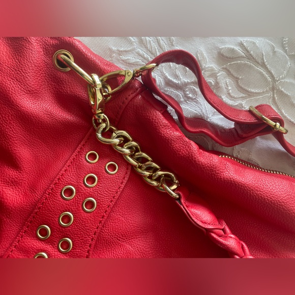 Steve Madden Red/Orange Large Tote Shoulder Bag Extendable Logo Detachable Strap - Picture 15 of 17